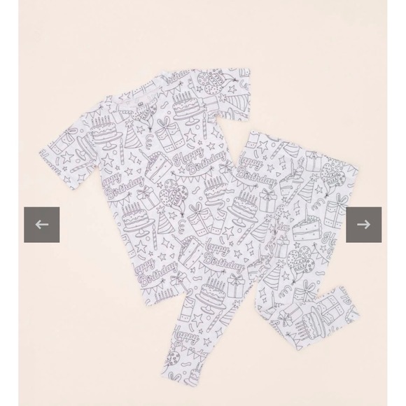 Bums & Roses Kids 2T Color Me Birthday Bamboo Viscose Pajama Set NWT READ - Picture 3 of 6